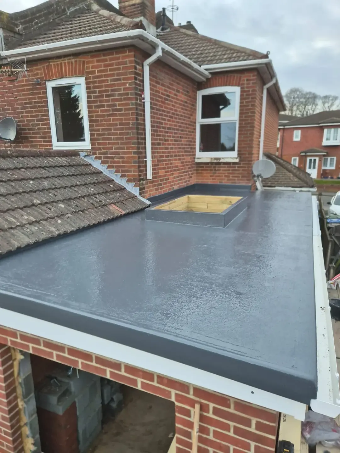 GRP fibreglass flat roof — our preferred flat roof system for extensions and porches around Bishopstoke